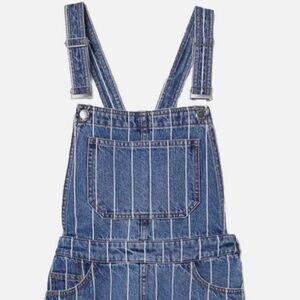 H&M Divided Overall Denim Blue and white Striped Dungaree Mini Dress
